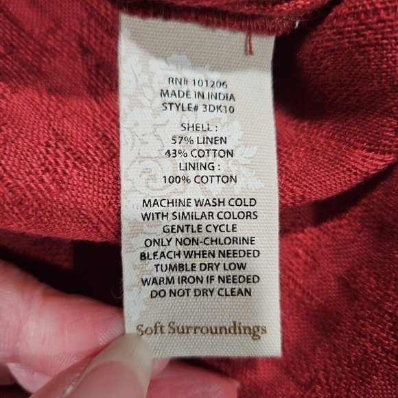 Soft Surroundings Remi Gauze Slip Linen Blend Shirt Dress Petite Medium Wine Red - Picture 4 of 7